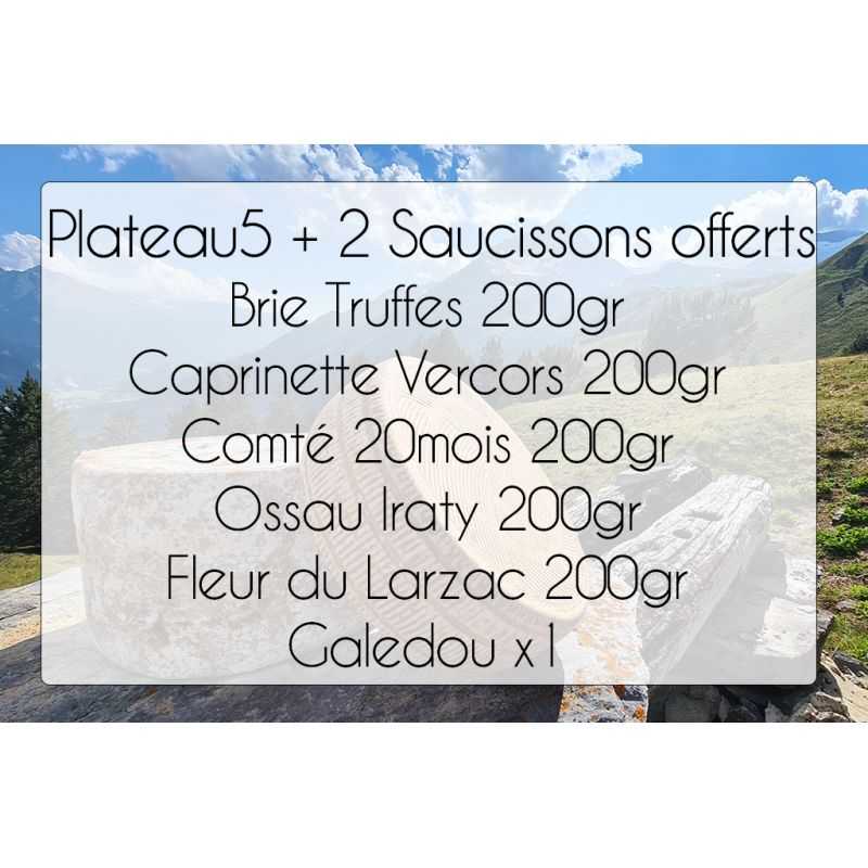 Plateau 5 Fromages Noël 2023 + 2 Saucissons offerts